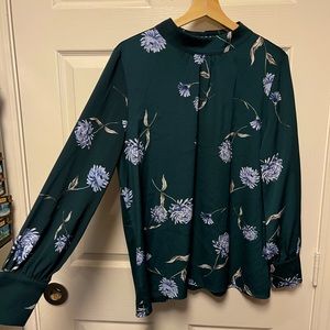 Green Flowers Blouse - Ann Taylor